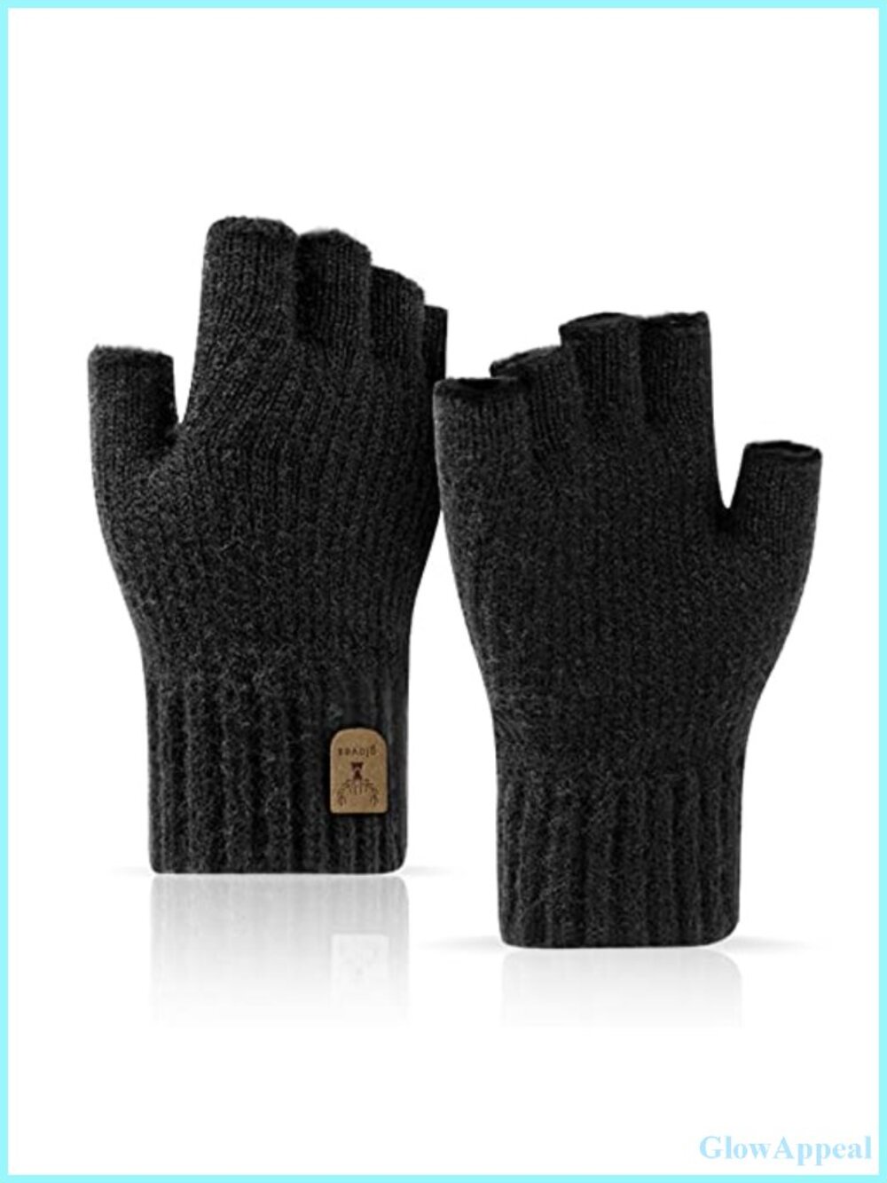 Knitted Half Finger Gloves with Fleece Lining for Running Biking Driving